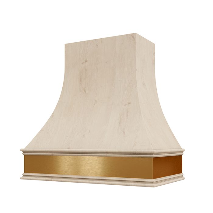 Curved With Brass Apron custom wood hood