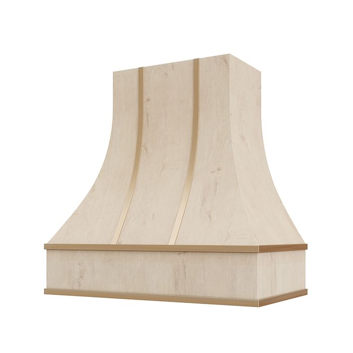 Curved With Brass Strapping custom wood hood